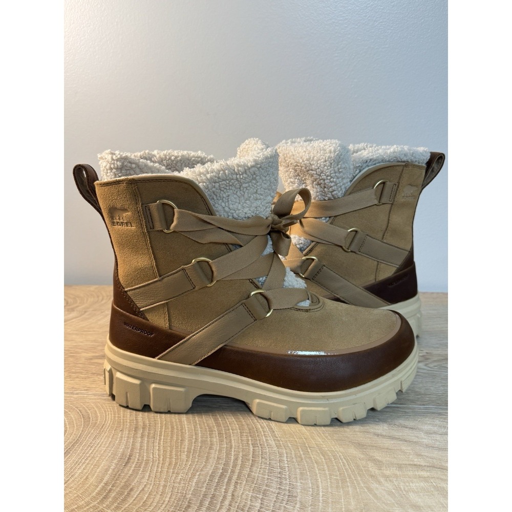 SOREL Tivoli V Resort Waterproof Women's Boots Velvet Tan 10.5 Chunky Heel Fur